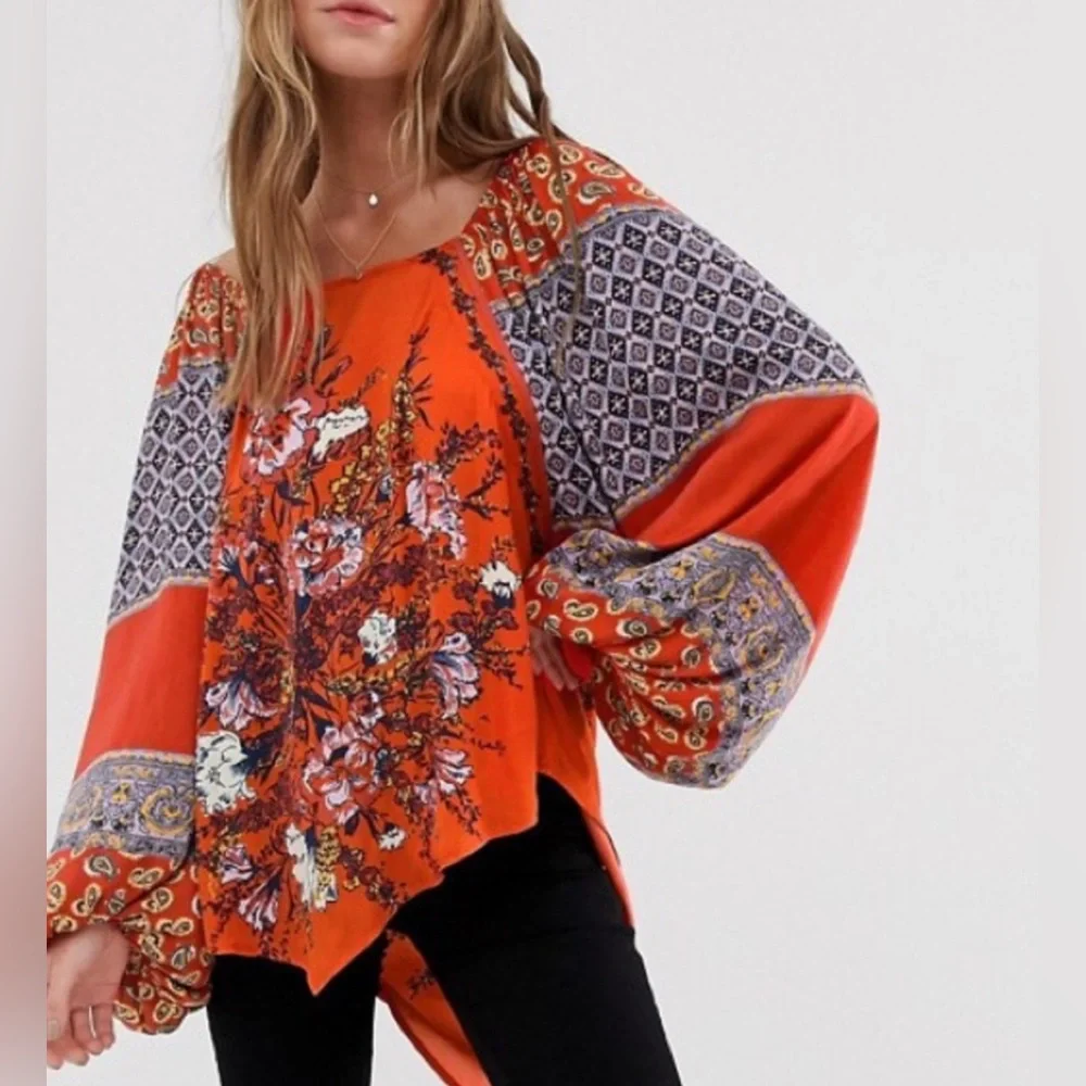 Free People Positano Printed Blouse